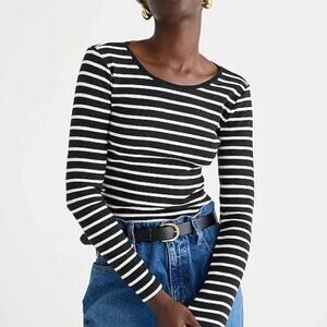 J.Crew Vintage rib split-neck T-shirt with buttons in stripe S